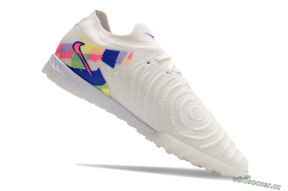 Men's Nike Phantom GX 2 Elite TF Artificial Turf Low-Tops Football Shoes - White/Blue/Pink/Yellow 5