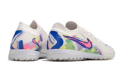 Men's Nike Phantom GX 2 Elite TF Artificial Turf Low-Tops Football Shoes - White/Blue/Pink/Yellow