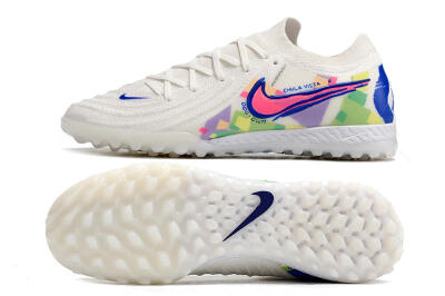 Men's Nike Phantom GX 2 Elite TF Artificial Turf Low-Tops Football Shoes - White/Blue/Pink/Yellow