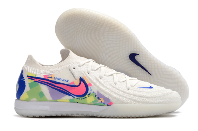 Men's Nike Phantom GX 2 Elite IC Indoor & Futsal Low-Tops Football Shoes - White/Blue/Pink/Yellow