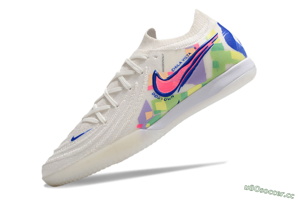Men's Nike Phantom GX 2 Elite IC Indoor & Futsal Low-Tops Football Shoes - White/Blue/Pink/Yellow 5