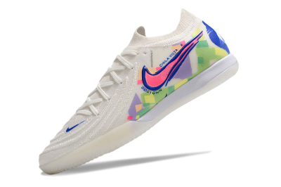 Men's Nike Phantom GX 2 Elite IC Indoor & Futsal Low-Tops Football Shoes - White/Blue/Pink/Yellow