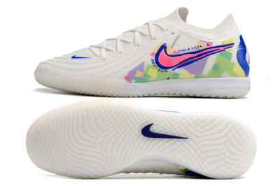 Men's Nike Phantom GX 2 Elite IC Indoor & Futsal Low-Tops Football Shoes - White/Blue/Pink/Yellow