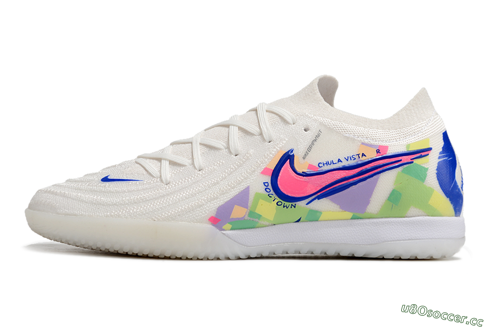 Men's Nike Phantom GX 2 Elite IC Indoor & Futsal Low-Tops Football Shoes - White/Blue/Pink/Yellow 0