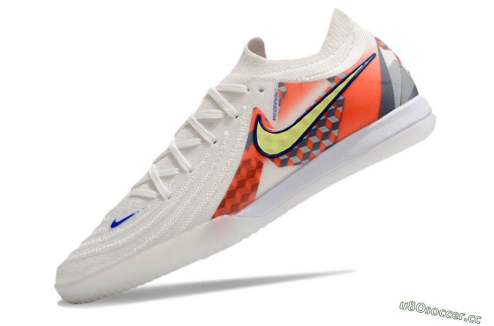 Men's Nike Phantom GX 2 Elite IC Indoor & Futsal Low-Tops Football Shoes - White/Yellow/Blue/Orange 5