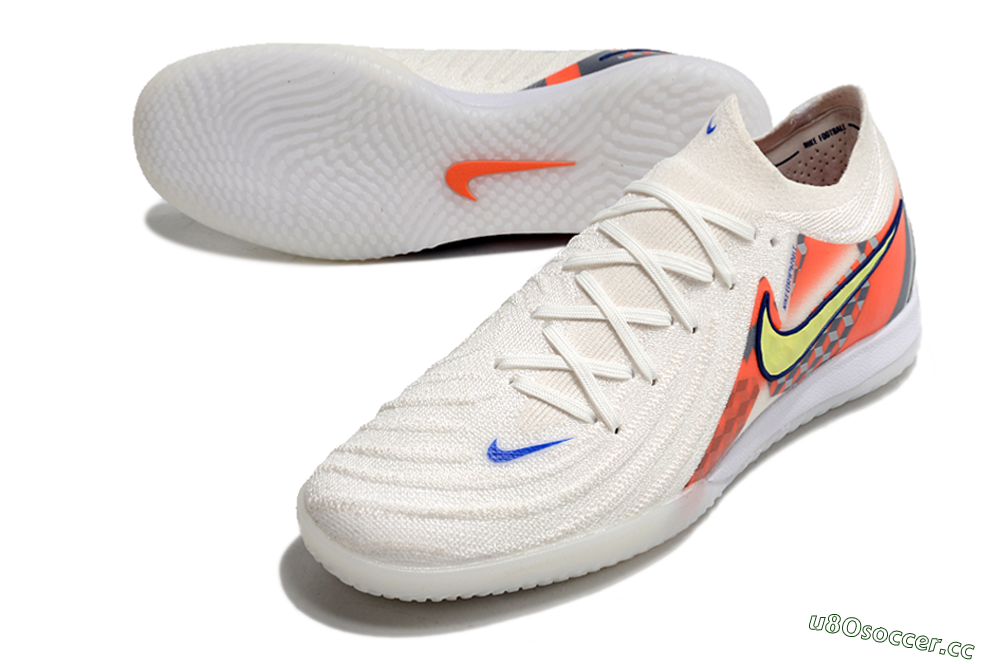 Men's Nike Phantom GX 2 Elite IC Indoor & Futsal Low-Tops Football Shoes - White/Yellow/Blue/Orange 3