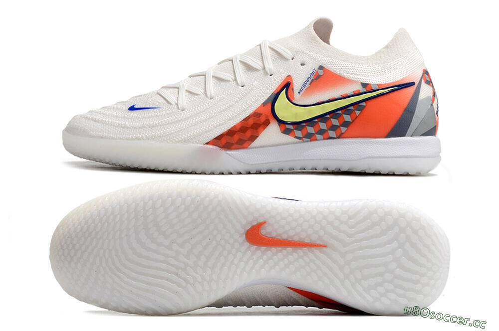 Men's Nike Phantom GX 2 Elite IC Indoor & Futsal Low-Tops Football Shoes - White/Yellow/Blue/Orange 1