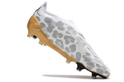 Men's Adidas Predator Accuracy+ Laceless FG Firm Ground Low-Tops Football Boots - White/Grey/Gold