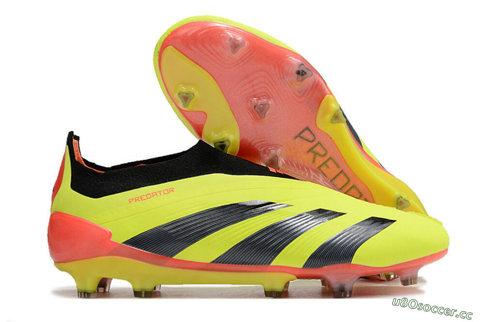 Men's Adidas Predator Accuracy+ Laceless FG Firm Ground Low-Tops Football Boots - Yellow/Black/Orange 2