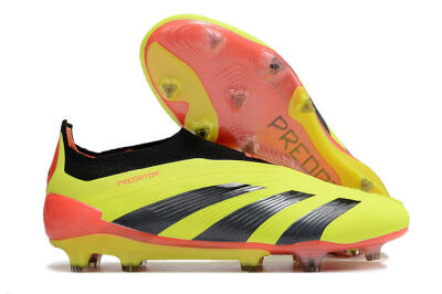 Men's Adidas Predator Accuracy+ Laceless FG Firm Ground Low-Tops Football Boots - Yellow/Black/Orange