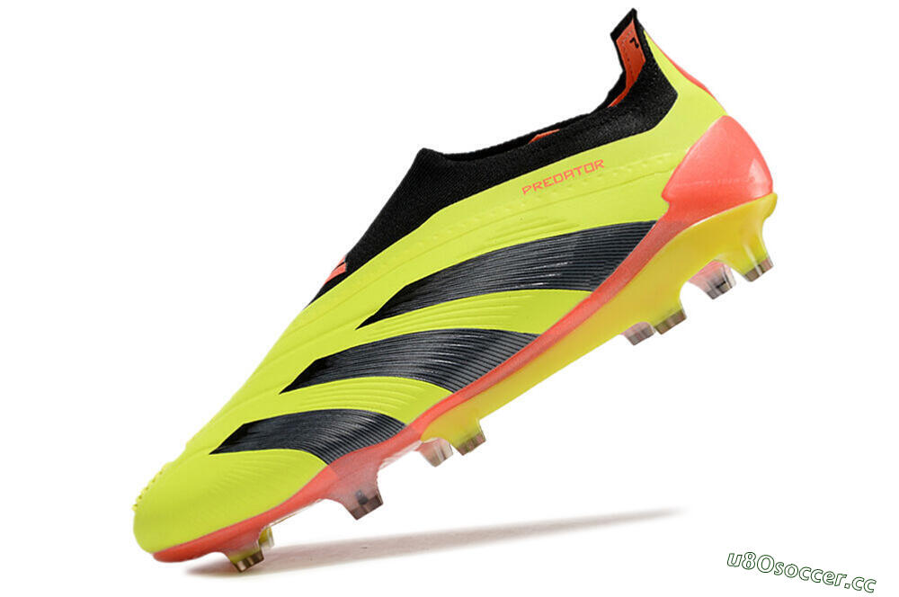 Men's Adidas Predator Accuracy+ Laceless FG Firm Ground Low-Tops Football Boots - Yellow/Black/Orange 5