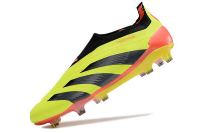 Men's Adidas Predator Accuracy+ Laceless FG Firm Ground Low-Tops Football Boots - Yellow/Black/Orange