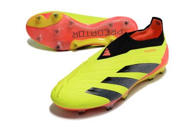 Men's Adidas Predator Accuracy+ Laceless FG Firm Ground Low-Tops Football Boots - Yellow/Black/Orange