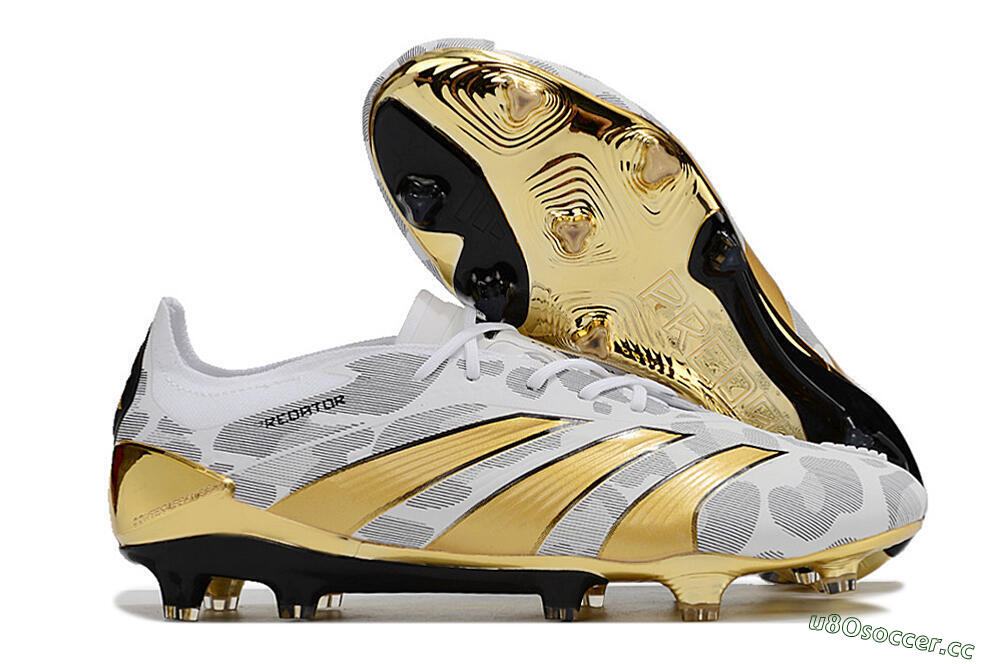 Men's Adidas Predator Elite FG Firm Ground Low-Tops Football Boots - White/Grey/Gold 2