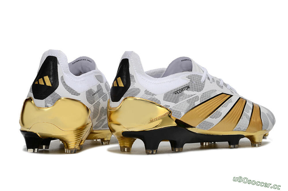 Men's Adidas Predator Elite FG Firm Ground Low-Tops Football Boots - White/Grey/Gold 6