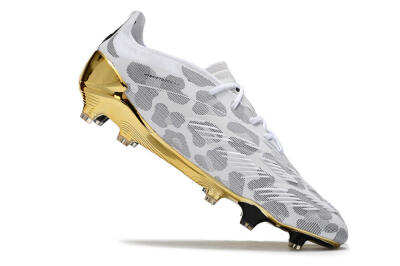 Men's Adidas Predator Elite FG Firm Ground Low-Tops Football Boots - White/Grey/Gold