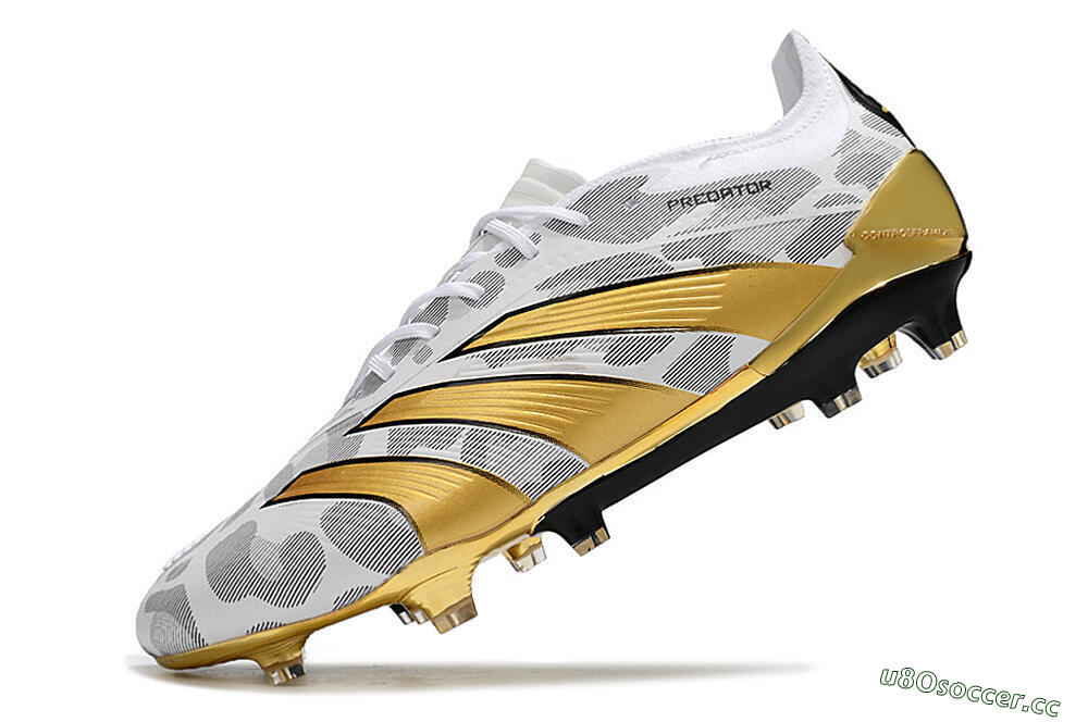 Men's Adidas Predator Elite FG Firm Ground Low-Tops Football Boots - White/Grey/Gold 5
