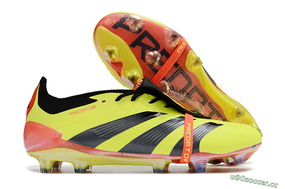 Men's Adidas Predator Elite Foldover Tongue FG Firm Ground Low-Tops Football Boots - Yellow/Black/Orange 2