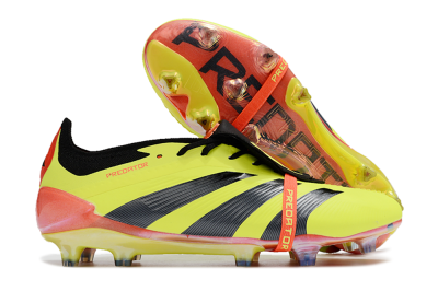 Men's Adidas Predator Elite Foldover Tongue FG Firm Ground Low-Tops Football Boots - Yellow/Black/Orange