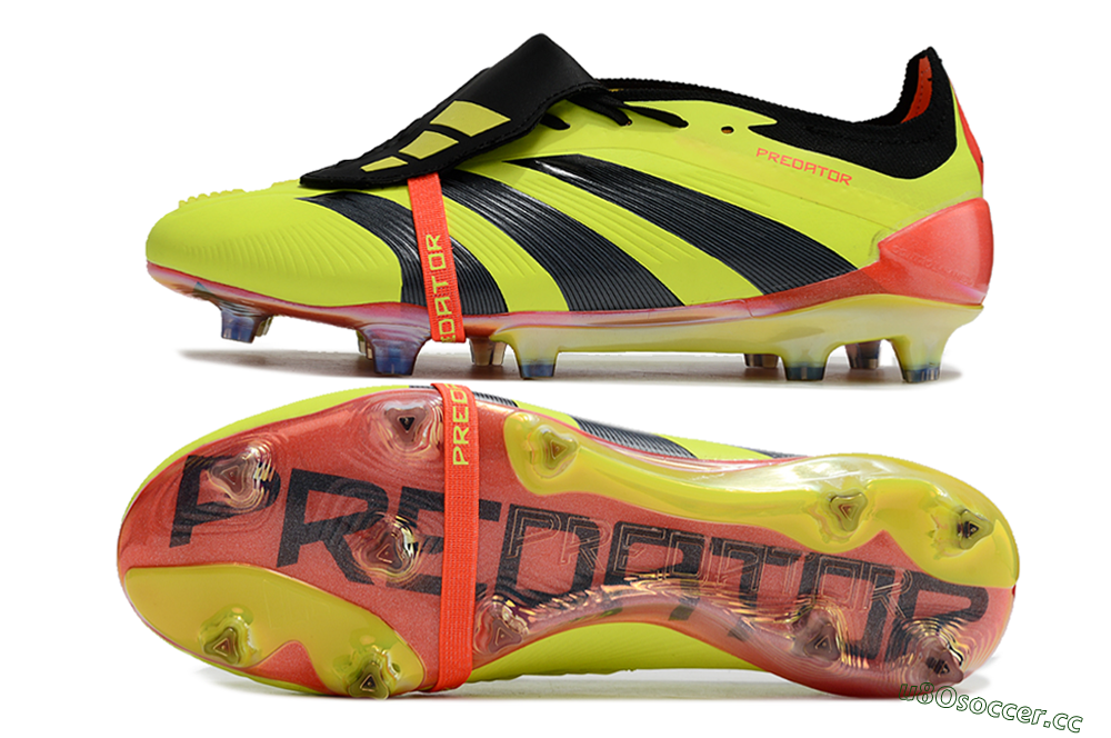 Men's Adidas Predator Elite Foldover Tongue FG Firm Ground Low-Tops Football Boots - Yellow/Black/Orange 1