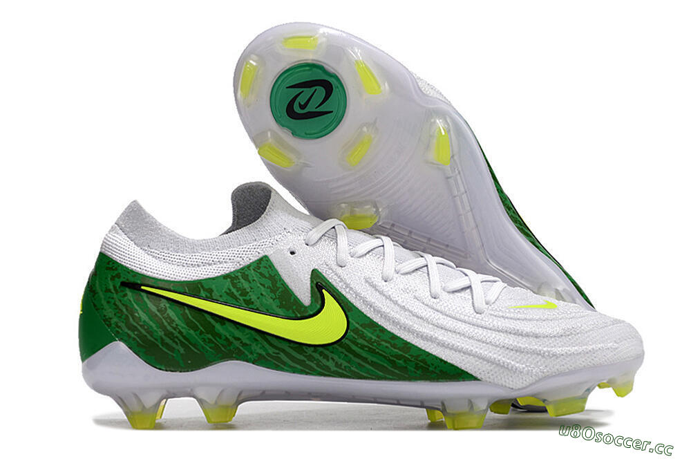Men's Nike Phantom Luna Elite NU FG Firm Ground Low-Tops Football Boots - White/Green/Yellow 2