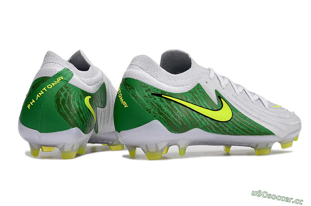 Men's Nike Phantom Luna Elite NU FG Firm Ground Low-Tops Football Boots - White/Green/Yellow 6