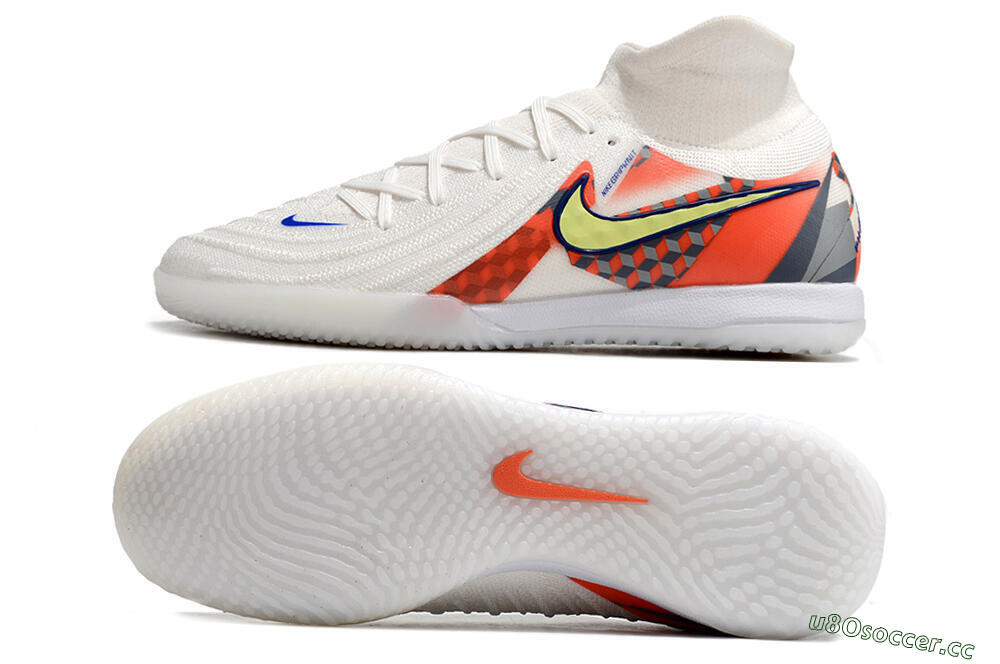 Men's Nike Phantom Luna Elite NU IC Indoor & Futsal High-Tops Football Shoes - White/Yellow/Blue/Orange 1