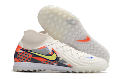 Men's Nike Phantom Luna Elite NU TF Artificial Turf High-Tops Football Shoes - White/Yellow/Blue/Orange