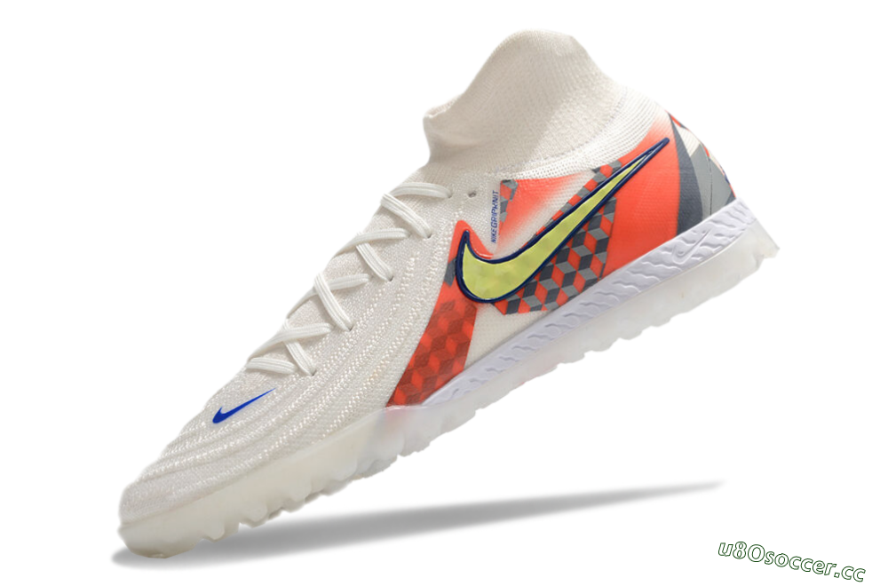 Men's Nike Phantom Luna Elite NU TF Artificial Turf High-Tops Football Shoes - White/Yellow/Blue/Orange 5