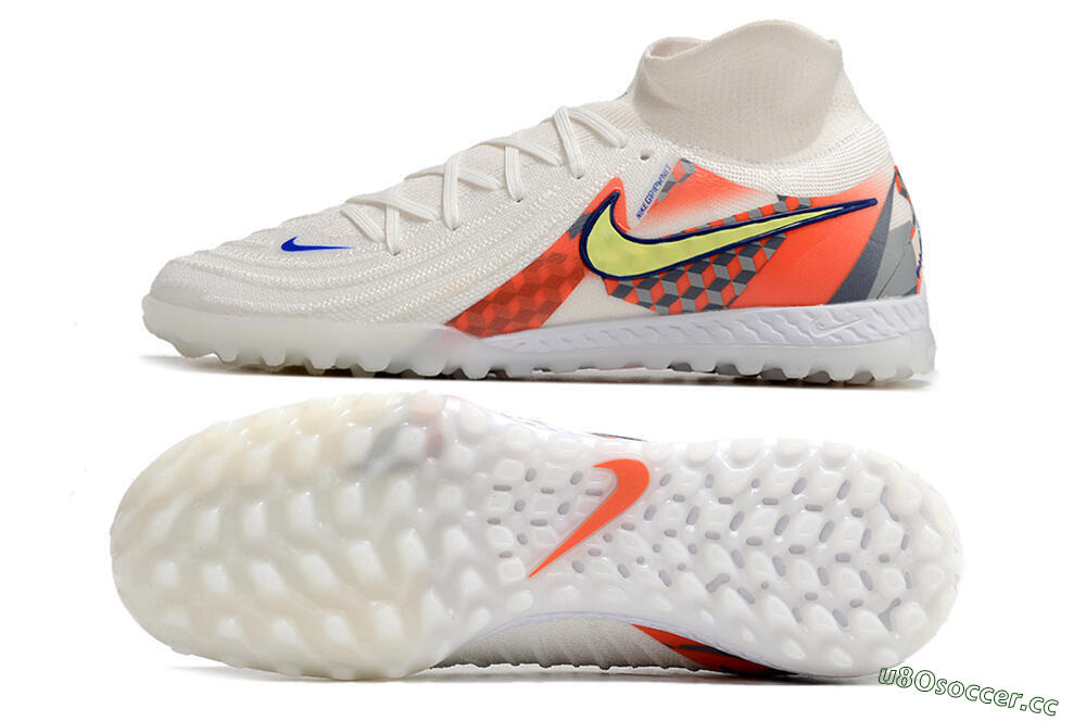 Men's Nike Phantom Luna Elite NU TF Artificial Turf High-Tops Football Shoes - White/Yellow/Blue/Orange 1