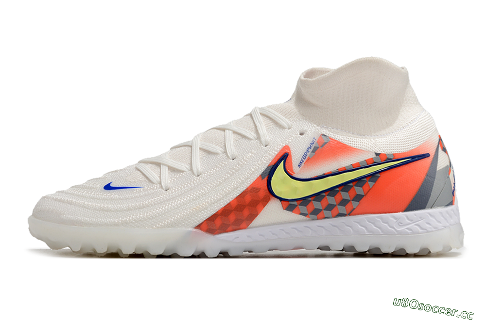 Men's Nike Phantom Luna Elite NU TF Artificial Turf High-Tops Football Shoes - White/Yellow/Blue/Orange 0