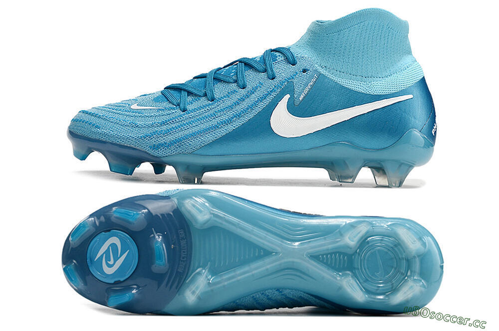 Men's Nike Phantom Luna Elite NU FG Firm Ground High-Tops Football Boots - Light Blue/White 1