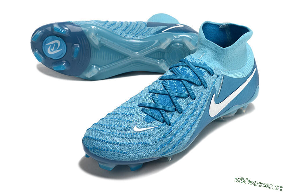 Men's Nike Phantom Luna Elite NU FG Firm Ground High-Tops Football Boots - Light Blue/White 3
