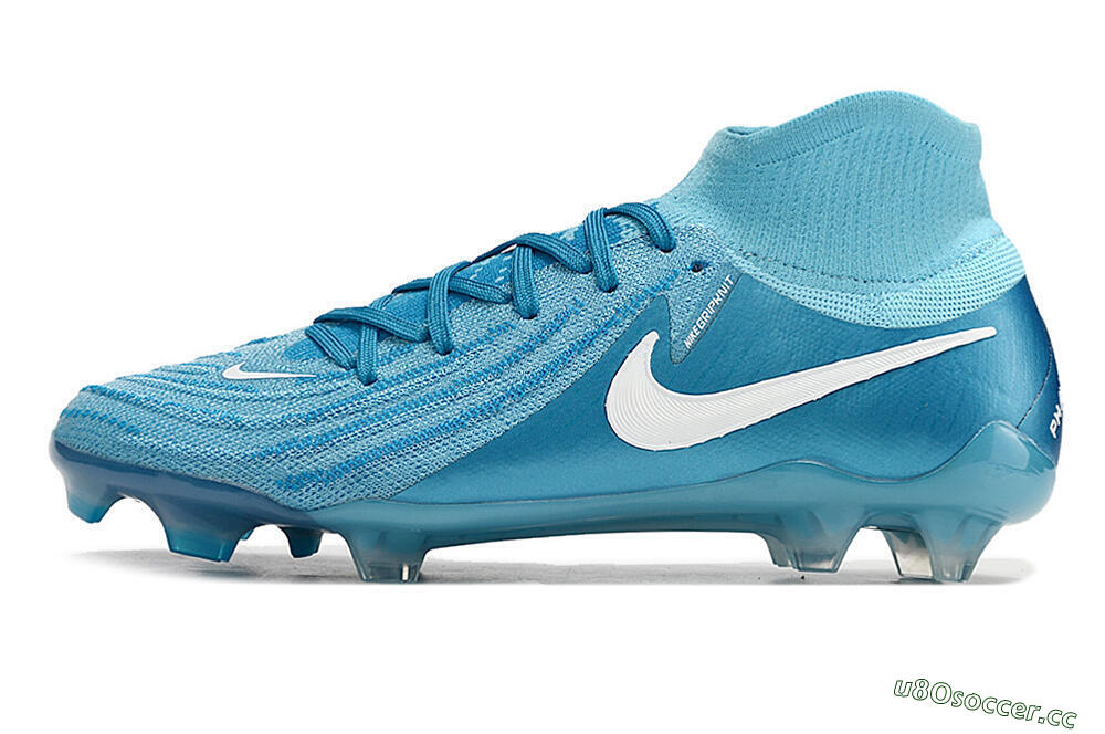 Men's Nike Phantom Luna Elite NU FG Firm Ground High-Tops Football Boots - Light Blue/White 0