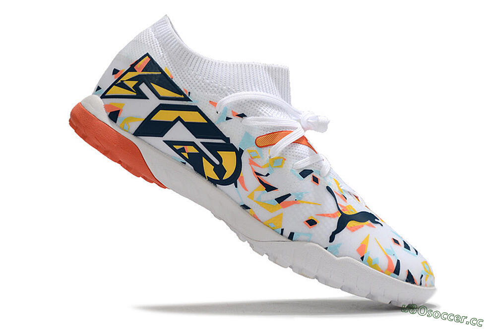 Men's Puma Future X Powercat Tokyo Match TF Artificial Turf Low-Tops Football Shoes - White/Orange/Black/Blue 4