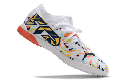 Men's Puma Future X Powercat Tokyo Match TF Artificial Turf Low-Tops Football Shoes - White/Orange/Black/Blue