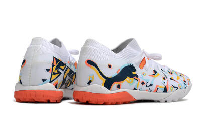 Men's Puma Future X Powercat Tokyo Match TF Artificial Turf Low-Tops Football Shoes - White/Orange/Black/Blue