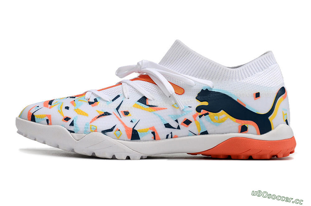 Men's Puma Future X Powercat Tokyo Match TF Artificial Turf Low-Tops Football Shoes - White/Orange/Black/Blue 0
