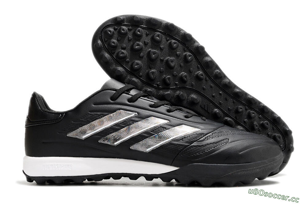 Men's Adidas Copa Pure.3 TF Artificial Turf Low-Tops Football Shoes - Black/Sliver/White 2