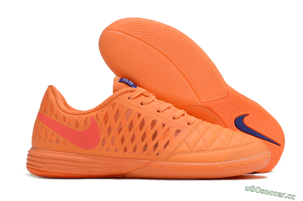Men's Nike Lunar Gato 2 IC Indoor & Futsal Low-Tops Football Shoes - Orange/Black/Red 2