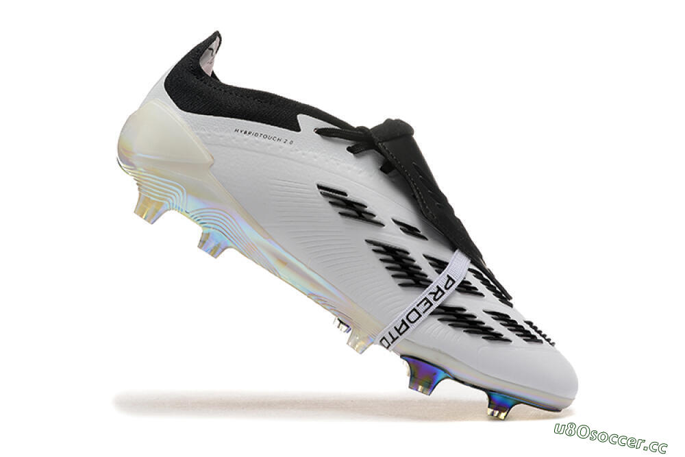 Men's Adidas Predator Elite Foldover Tongue FG Firm Ground Low-Tops Football Boots - White/Black/Gold 7