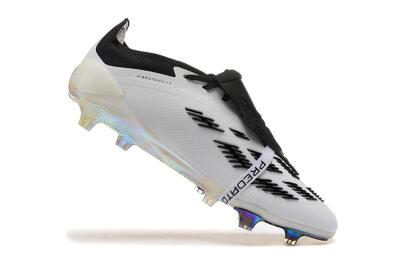 Men's Adidas Predator Elite Foldover Tongue FG Firm Ground Low-Tops Football Boots - White/Black/Gold