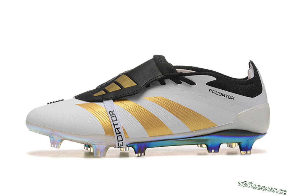 Men's Adidas Predator Elite Foldover Tongue FG Firm Ground Low-Tops Football Boots - White/Black/Gold 0