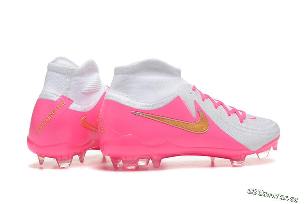 Men's Nike Phantom Luna Elite NU FG Firm Ground High-Tops Football Boots - White/Pink/Gold 9