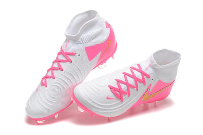 Men's Nike Phantom Luna Elite NU FG Firm Ground High-Tops Football Boots - White/Pink/Gold