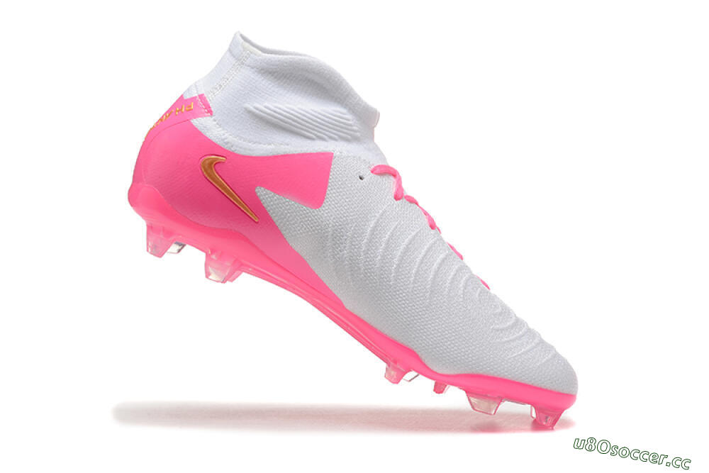 Men's Nike Phantom Luna Elite NU FG Firm Ground High-Tops Football Boots - White/Pink/Gold 7