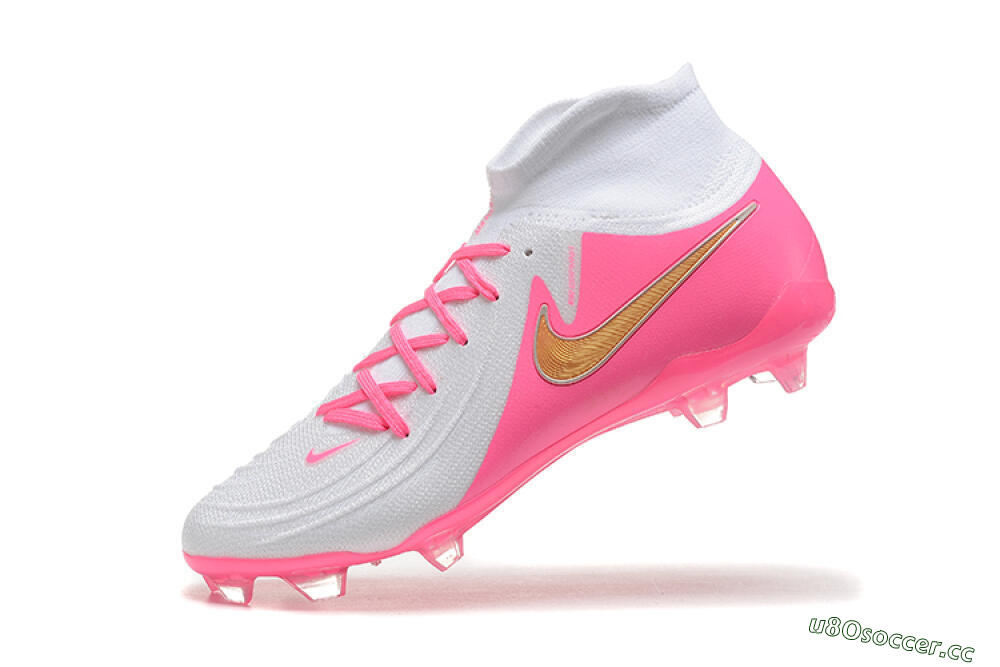 Men's Nike Phantom Luna Elite NU FG Firm Ground High-Tops Football Boots - White/Pink/Gold 8