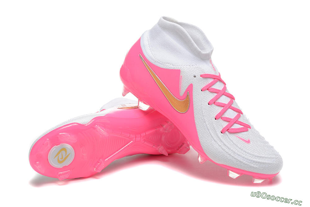 Men's Nike Phantom Luna Elite NU FG Firm Ground High-Tops Football Boots - White/Pink/Gold 4
