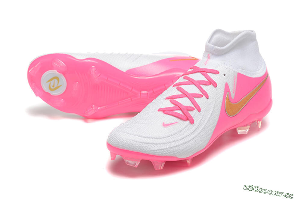 Men's Nike Phantom Luna Elite NU FG Firm Ground High-Tops Football Boots - White/Pink/Gold 3