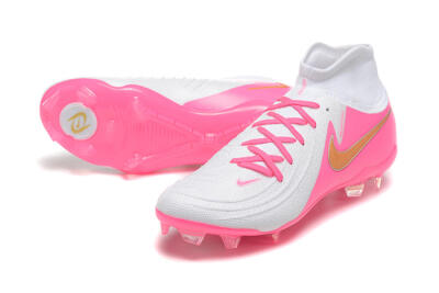 Men's Nike Phantom Luna Elite NU FG Firm Ground High-Tops Football Boots - White/Pink/Gold